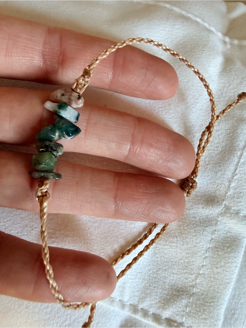 NEW Handmade agate Green Stone Bead Adjustable hemp friendship healing Bracelet
